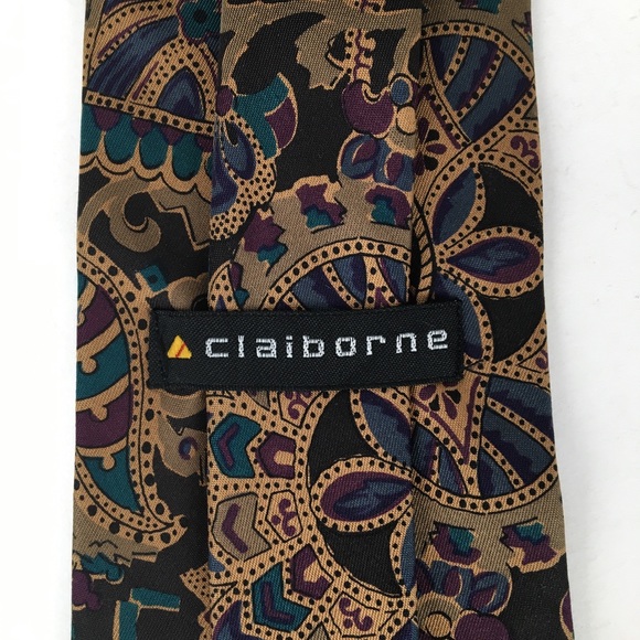 Claiborne patterned 100% silk neck tie - Picture 3 of 3